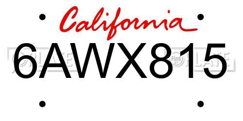 6AWX815 California License Plate