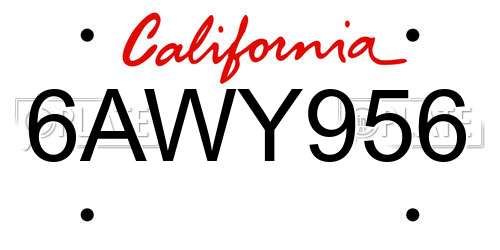 6AWY956 California License Plate