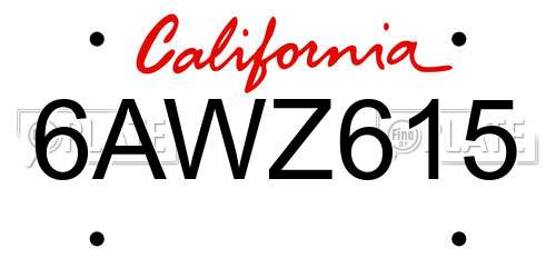 6AWZ615 California License Plate
