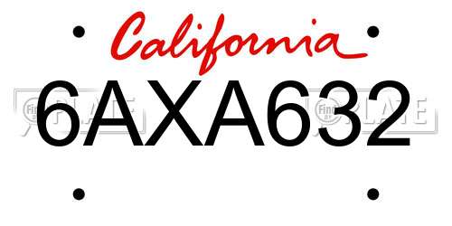 6AXA632 California License Plate