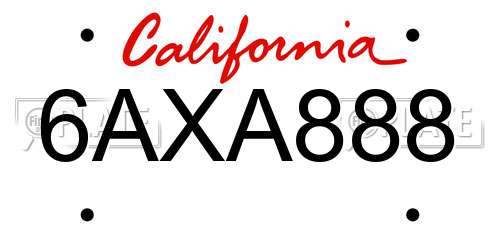 6AXA888 California License Plate