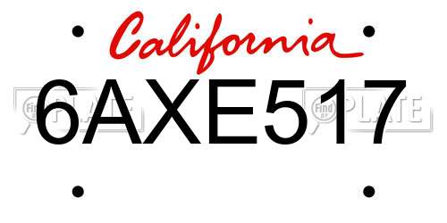 6AXE517 California License Plate