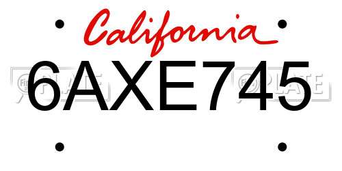 6AXE745 California License Plate