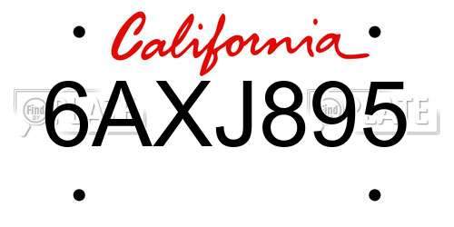 6AXJ895 California License Plate