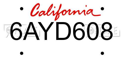 6AYD608 California License Plate