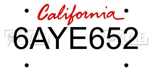 6AYE652 California License Plate