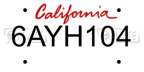6AYH104 California License Plate