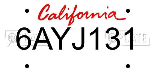 6AYJ131 California License Plate