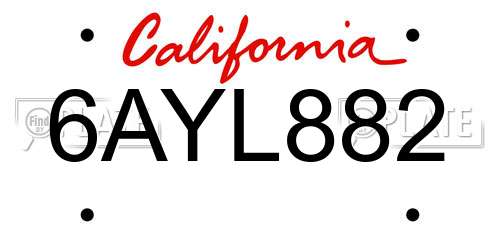 6AYL882 California License Plate