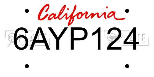 6AYP124 California License Plate