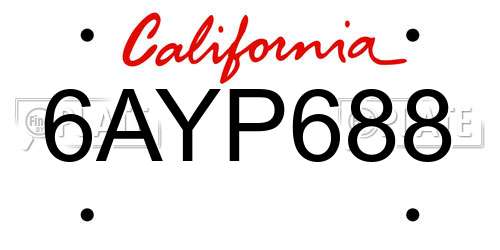 6AYP688 California License Plate