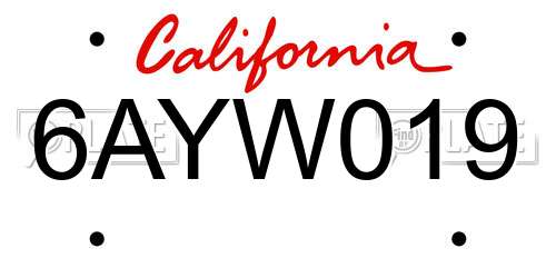 6AYW019 California License Plate