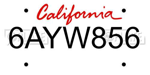 6AYW856 California License Plate