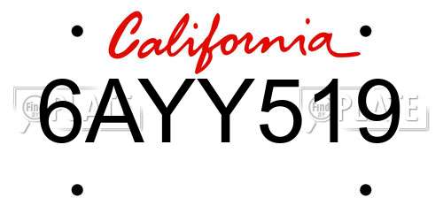 6AYY519 California License Plate
