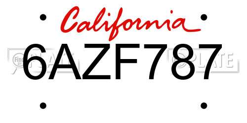 6AZF787 California License Plate
