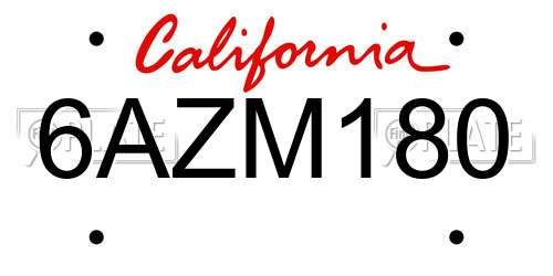 6AZM180 California License Plate