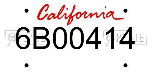6B00414 California License Plate