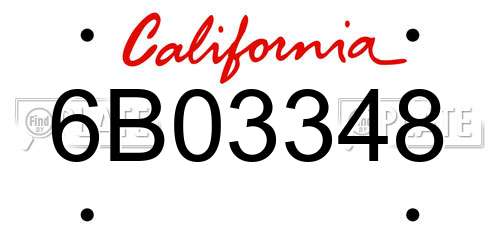 6B03348 California License Plate