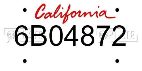 6B04872 California License Plate