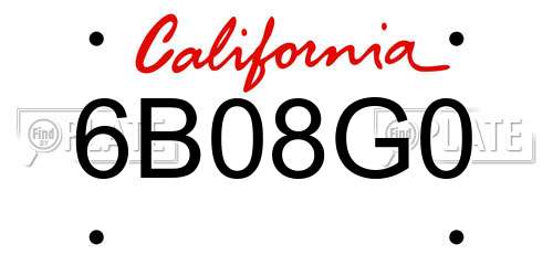 6B08G0 California License Plate