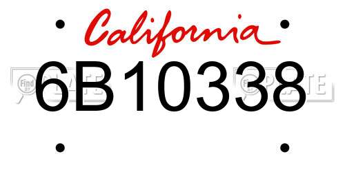 6B10338 California License Plate