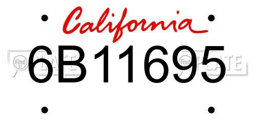 6B11695 California License Plate