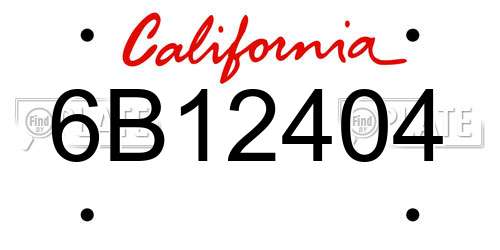 6B12404 California License Plate