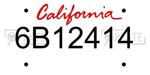 6B12414 California License Plate