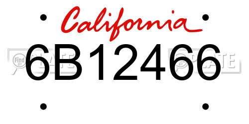 6B12466 California License Plate