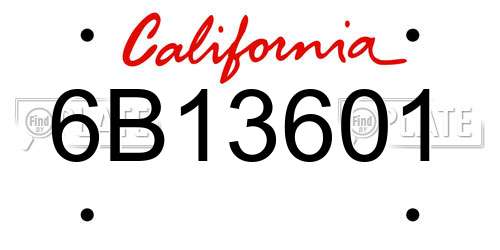 6B13601 California License Plate