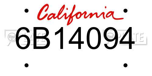 6B14094 California License Plate
