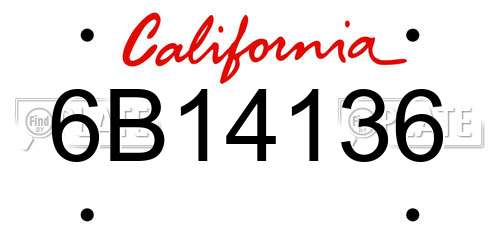6B14136 California License Plate