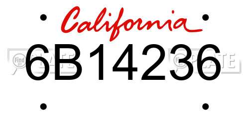 6B14236 California License Plate