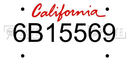6B15569 California License Plate