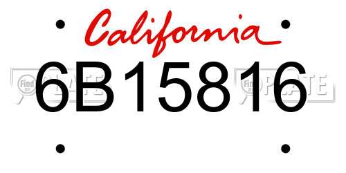 6B15816 California License Plate