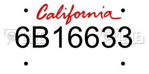 6B16633 California License Plate