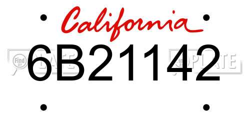 6B21142 California License Plate