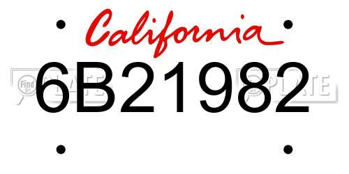 6B21982 California License Plate