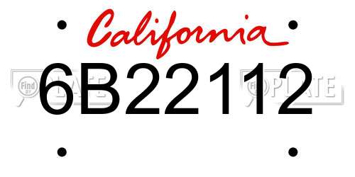 6B22112 California License Plate