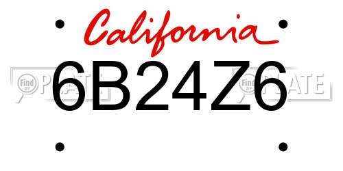 6B24Z6 California License Plate