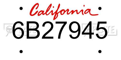6B27945 California License Plate