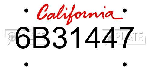 6B31447 California License Plate