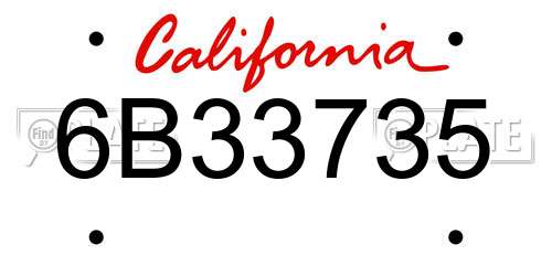 6B33735 California License Plate