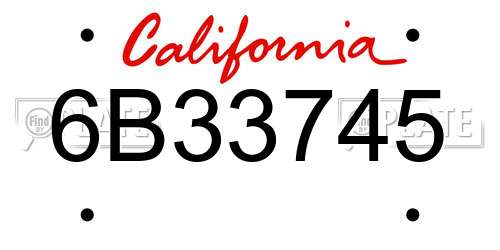 6B33745 California License Plate