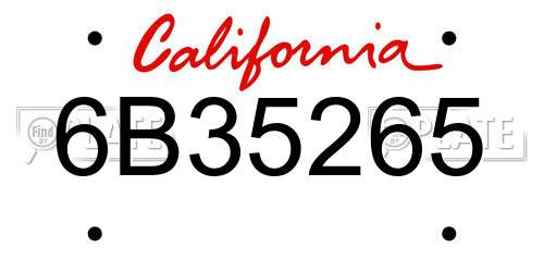 6B35265 California License Plate