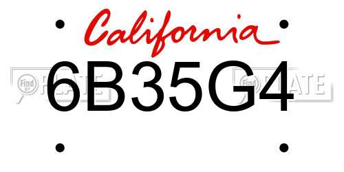 6B35G4 California License Plate