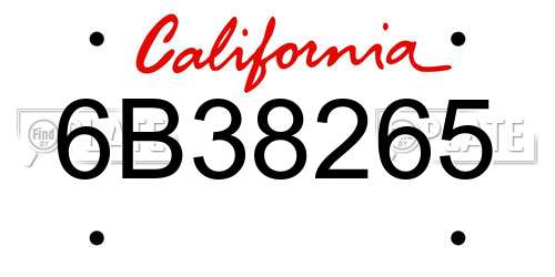 6B38265 California License Plate