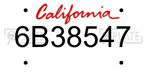 6B38547 California License Plate