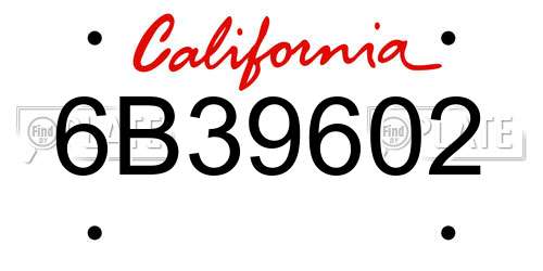 6B39602 California License Plate