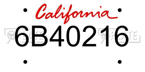 6B40216 California License Plate